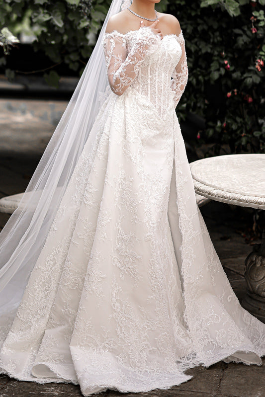 Off-the-Shoulder Corset A-Line Wedding Dress