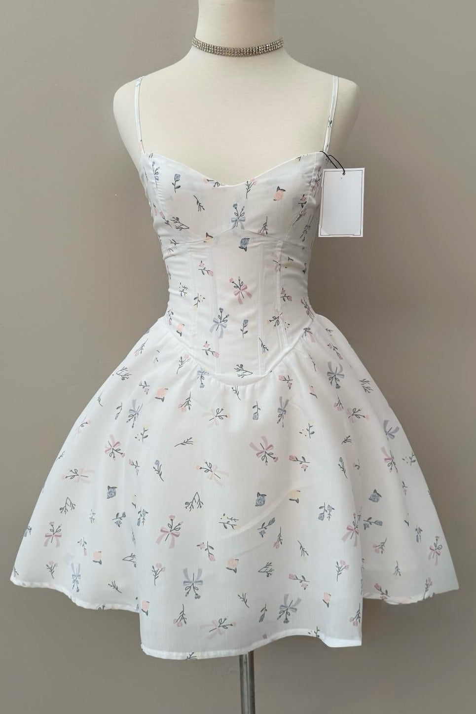 Floral Corset Mini Dress with Spaghetti Straps