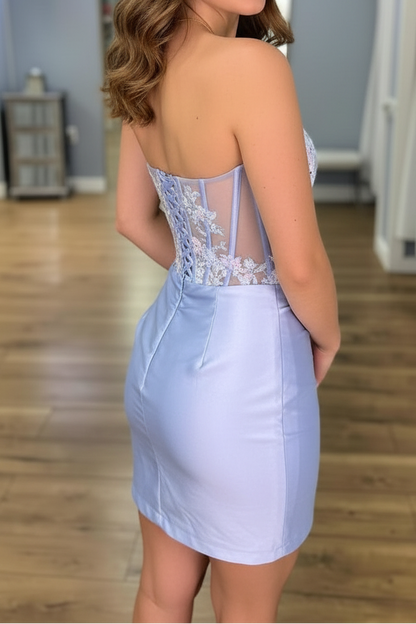 Strapless Sweetheart Satin Corset Mini Dress