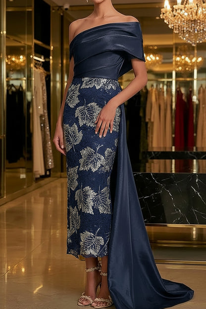 Asymmetrical One-Shoulder Midi Dress with Back Bow