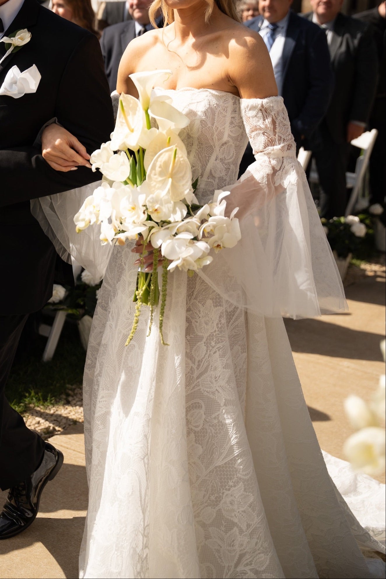 Off-the-Shoulder Lace Corset A-Line Wedding Dress