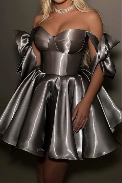 Off-the-Shoulder Satin Corset Mini Dress