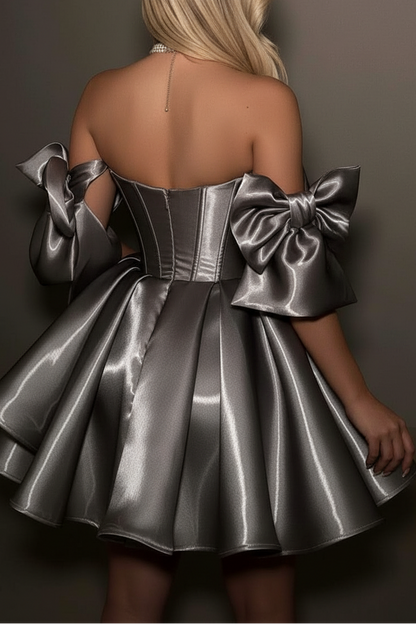 Off-the-Shoulder Satin Corset Mini Dress