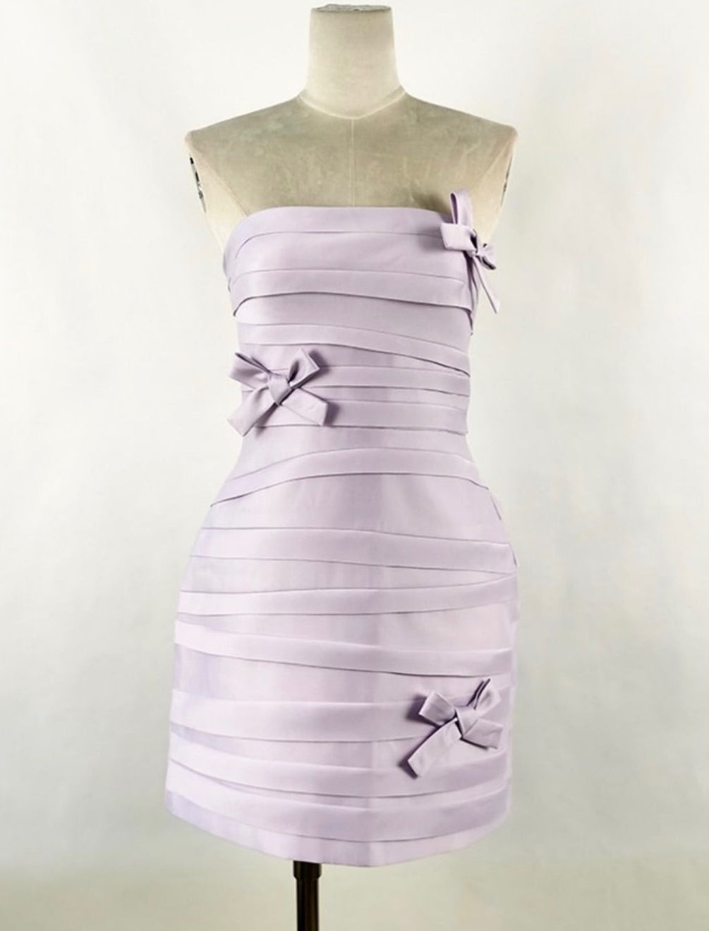 Strapless Pleated Bowknot Mini Dress