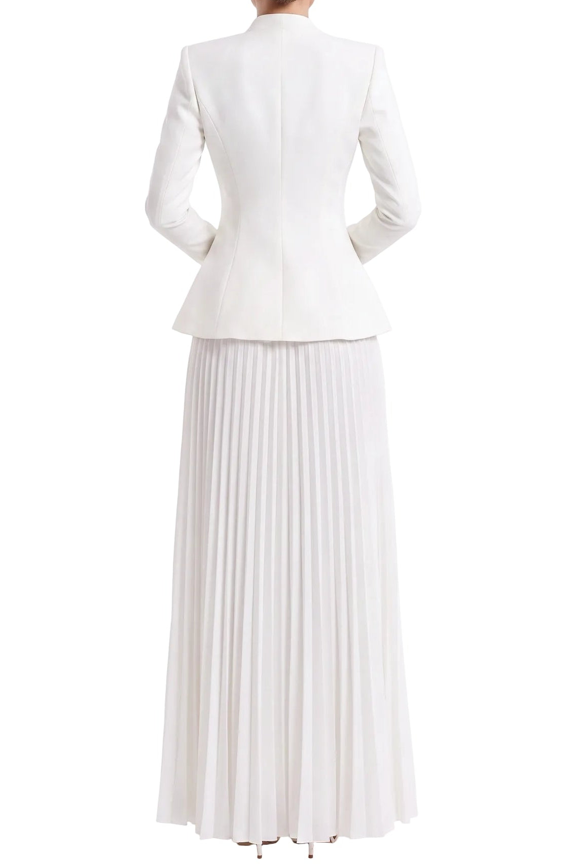 Fitted Peplum Jacket & Pleated Maxi Skirt Set