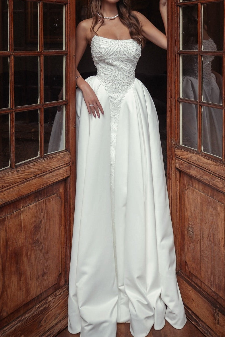 Beaded Corset Wedding Dress with Full Overskirt