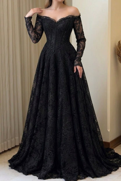 Lace Off-the-Shoulder Corset Ball Gown