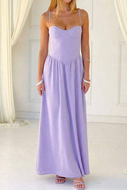 Bustier Spaghetti Strap Maxi Dress with Dropped Waist
