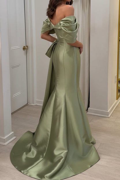 Off-the-Shoulder Trumpet Gown with Draped Side Bow