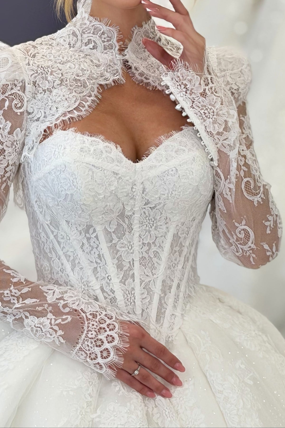 Lace Corset Ball Gown Wedding Dress with Bolero