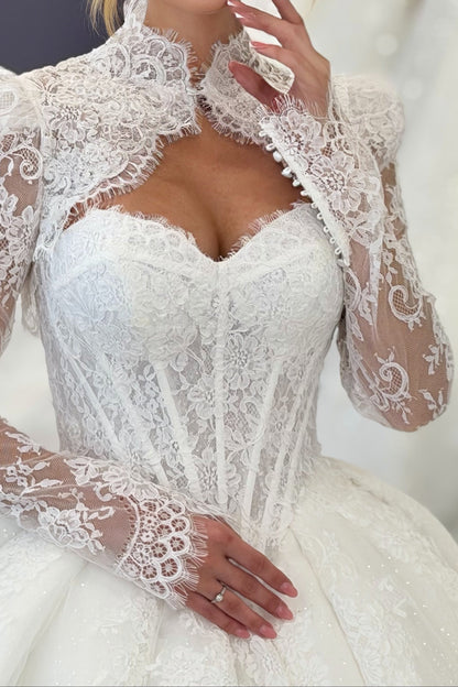 Lace Corset Ball Gown Wedding Dress with Bolero