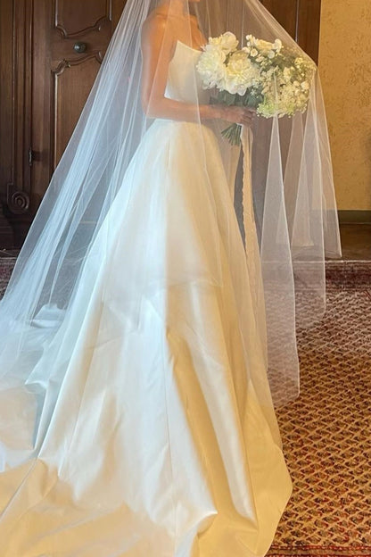 Strapless Ball Gown Wedding Dress with Slit