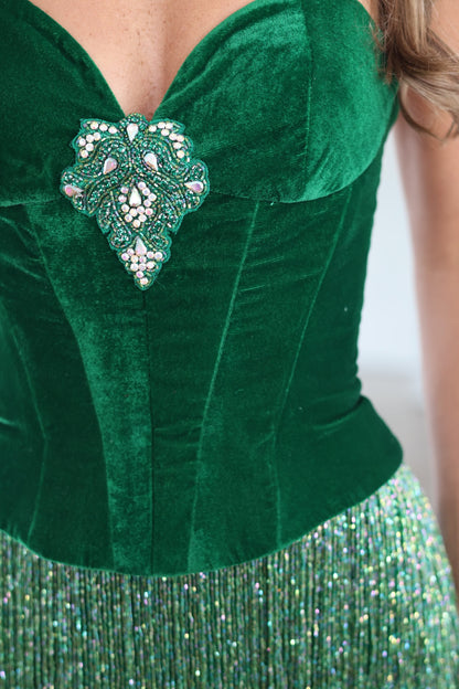 Velvet Corset Fringe Sequin Mini Dress