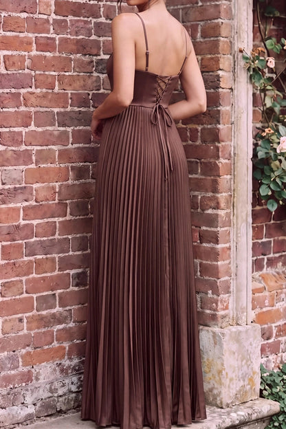 Pleated Maxi Dress with Cape Overlay
