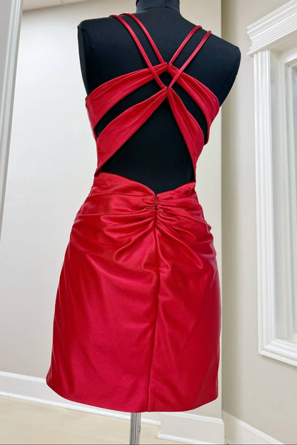 Satin Corset Mini Dress with Crisscross Back