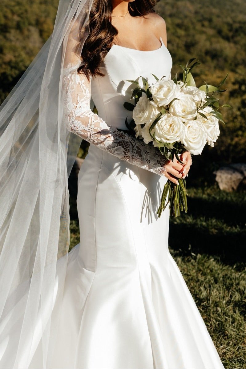 Strapless Mermaid Wedding Dress with Button Back