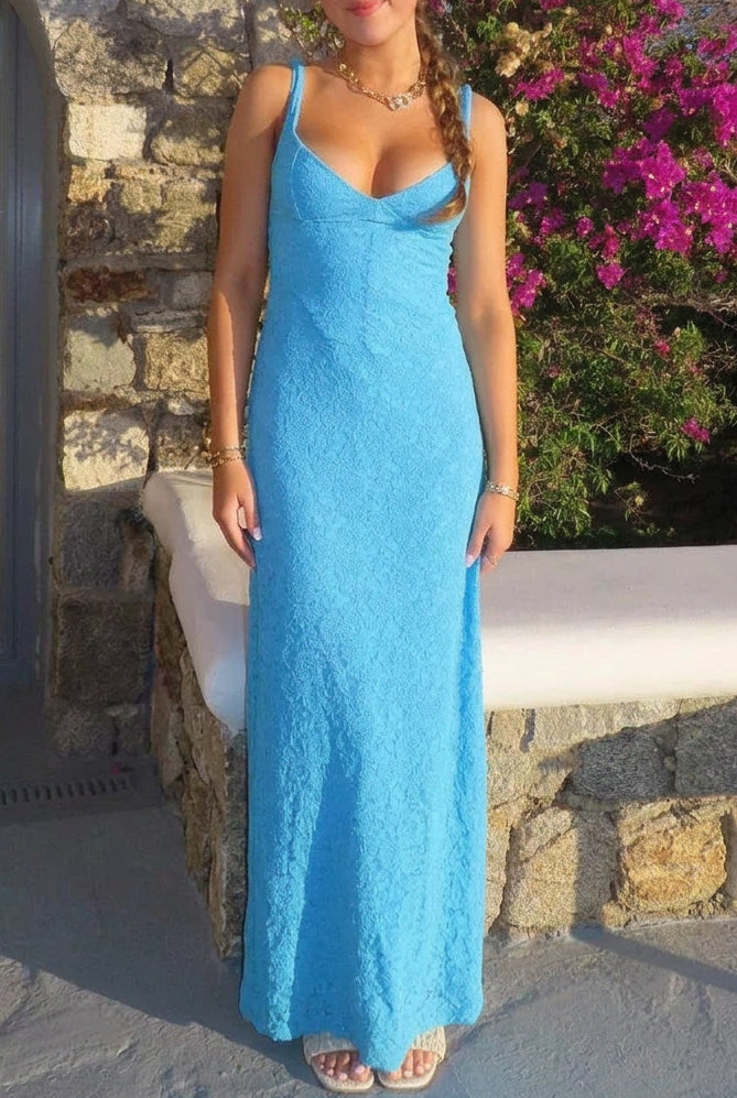 Lace Maxi Dress with Sweetheart Neckline
