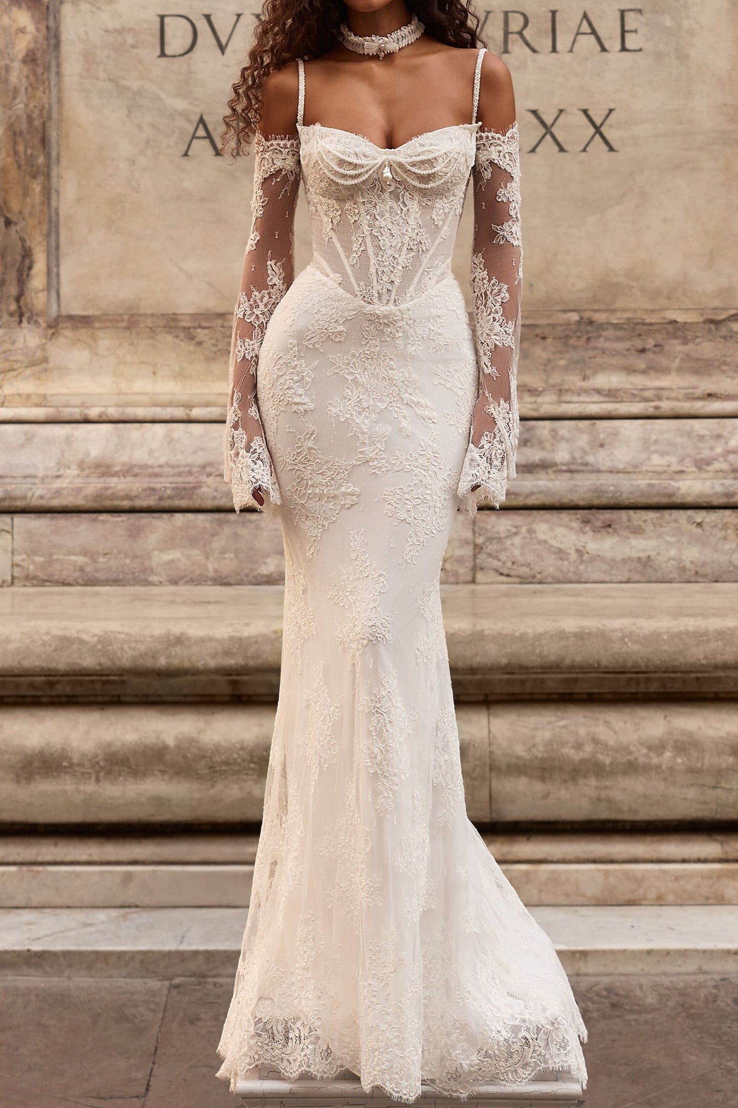 Lace Mermaid Wedding Dress with Corset Bodice