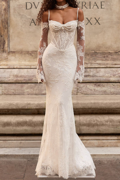 Lace Mermaid Wedding Dress with Corset Bodice