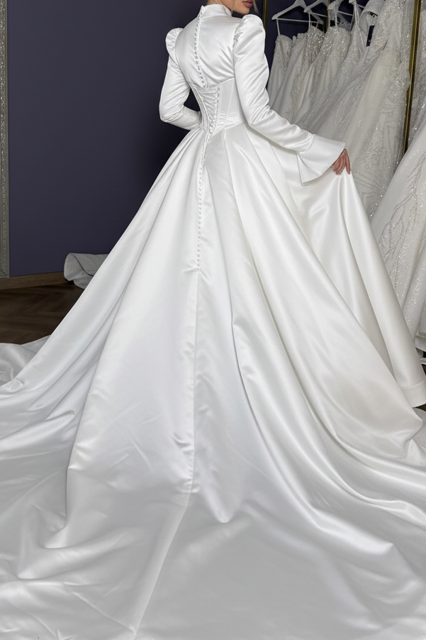 Satin Corset Ball Gown Wedding Dress with Jacket