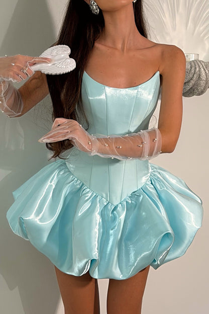 Strapless Corset Bubble Skirt Mini Dress