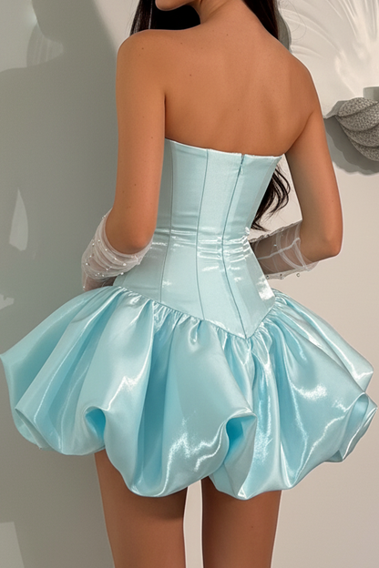 Strapless Corset Bubble Skirt Mini Dress