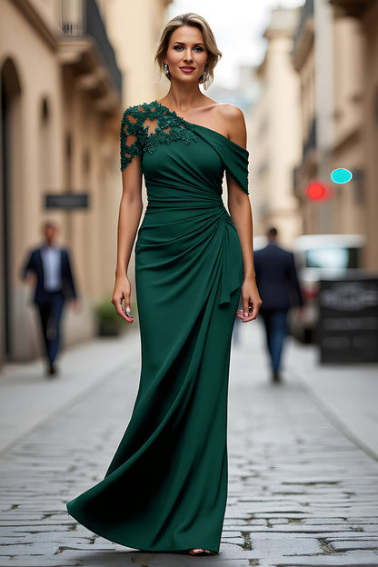 One-Shoulder Mermaid Evening Gown with Lace