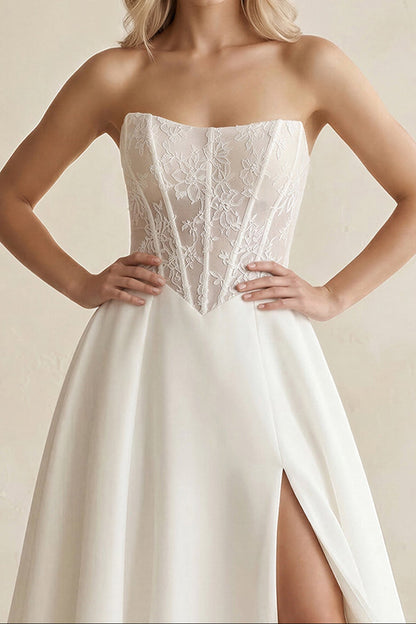 Strapless Lace Corset A-Line Wedding Dress