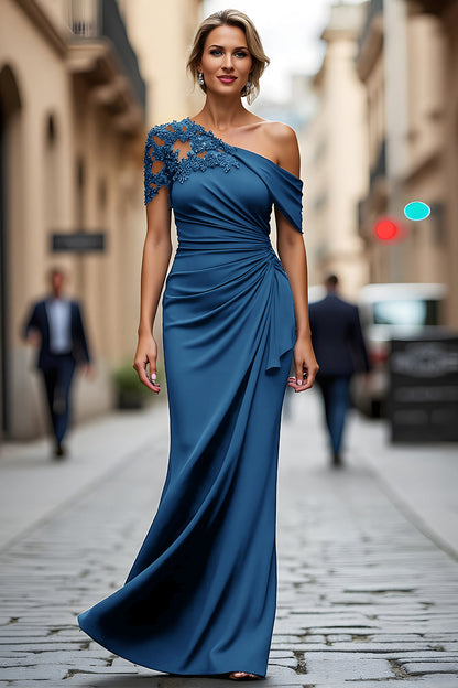 One-Shoulder Mermaid Evening Gown with Lace