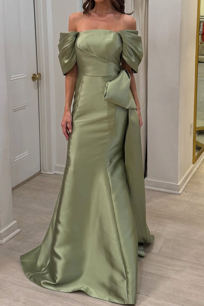 Off-the-Shoulder Trumpet Gown with Draped Side Bow