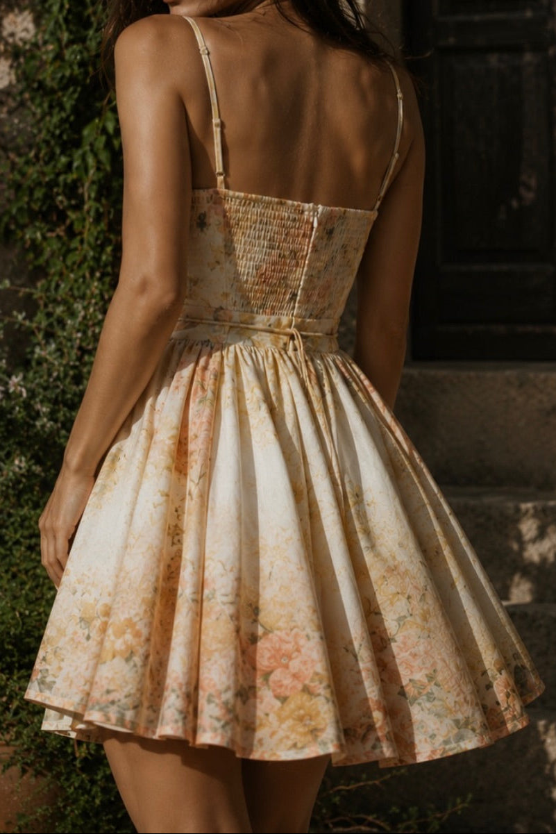 Floral Sweetheart Corset A-Line Mini Dress