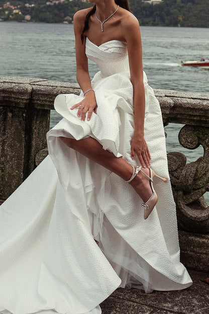 Strapless Jacquard Ball Gown Wedding Dress