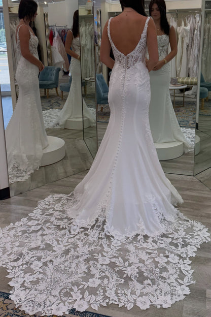 Lace Corset Bodice Sheath Wedding Dress