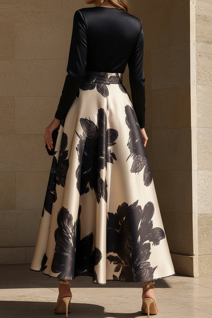 Floral A-Line Maxi Dress with Wrap V-Neck