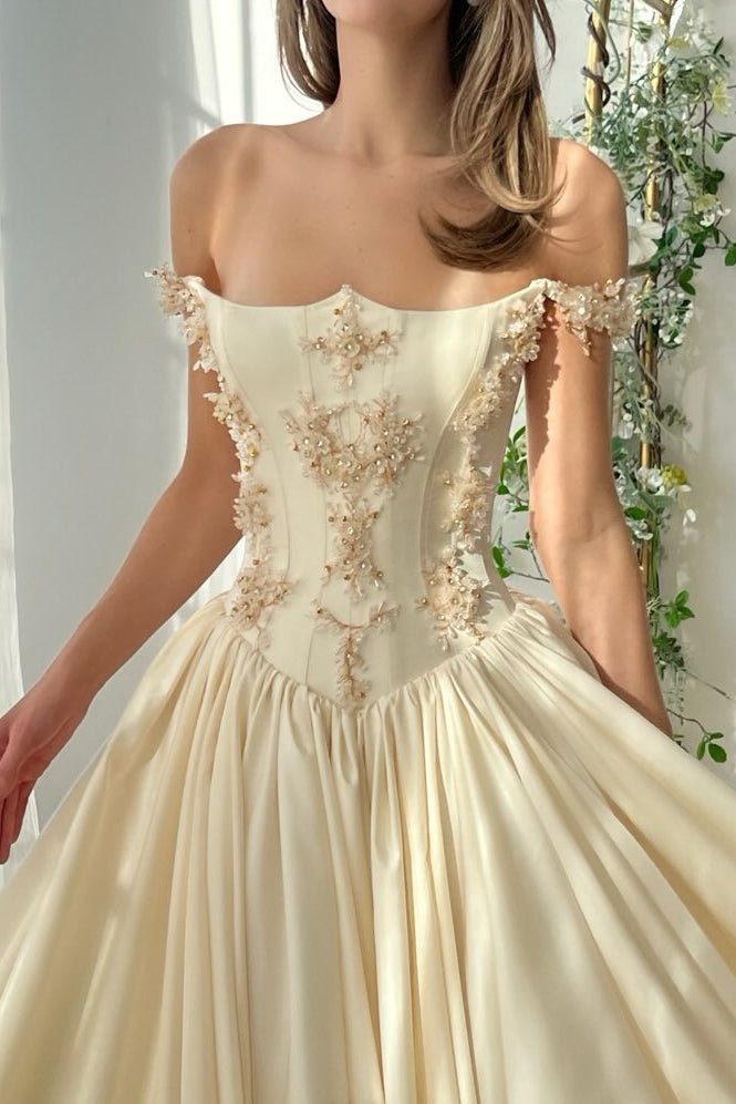 Princess Corset Ball Gown with Floral Appliques