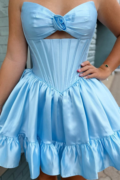 Strapless Corset Mini Dress with Ruffle Hem