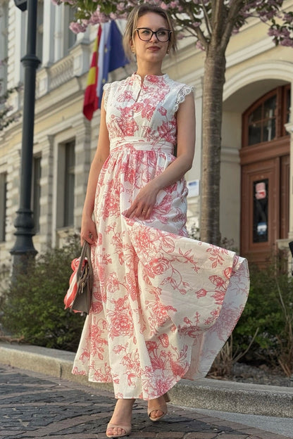Sleeveless Floral A-Line Dress