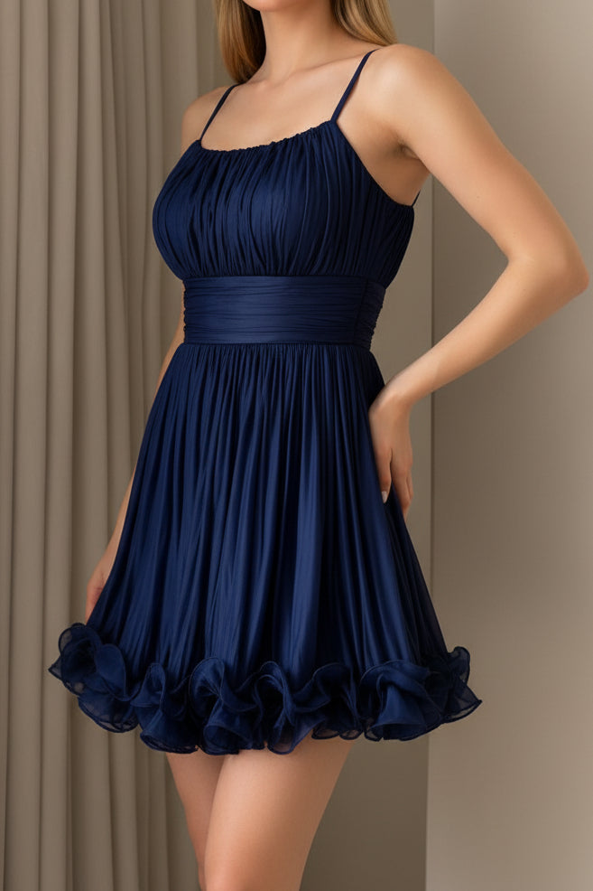Ruffled Hem Fit and Flare Mini Dress