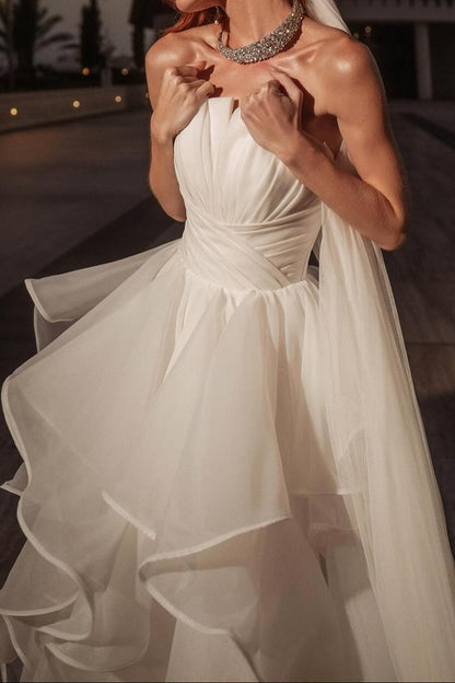 Strapless Ball Gown Wedding Dress with Tiered Ruffle Skirt