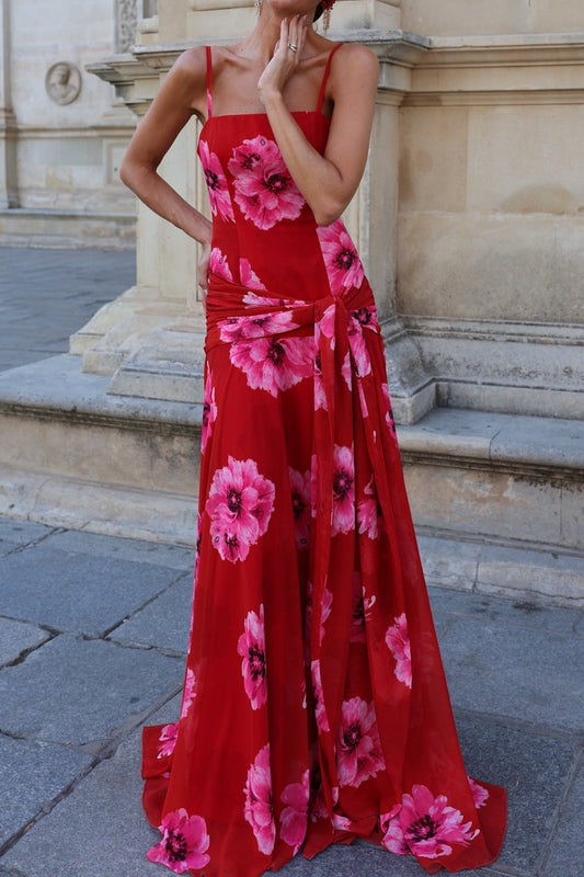 Floral Print Spaghetti Strap Maxi Dress