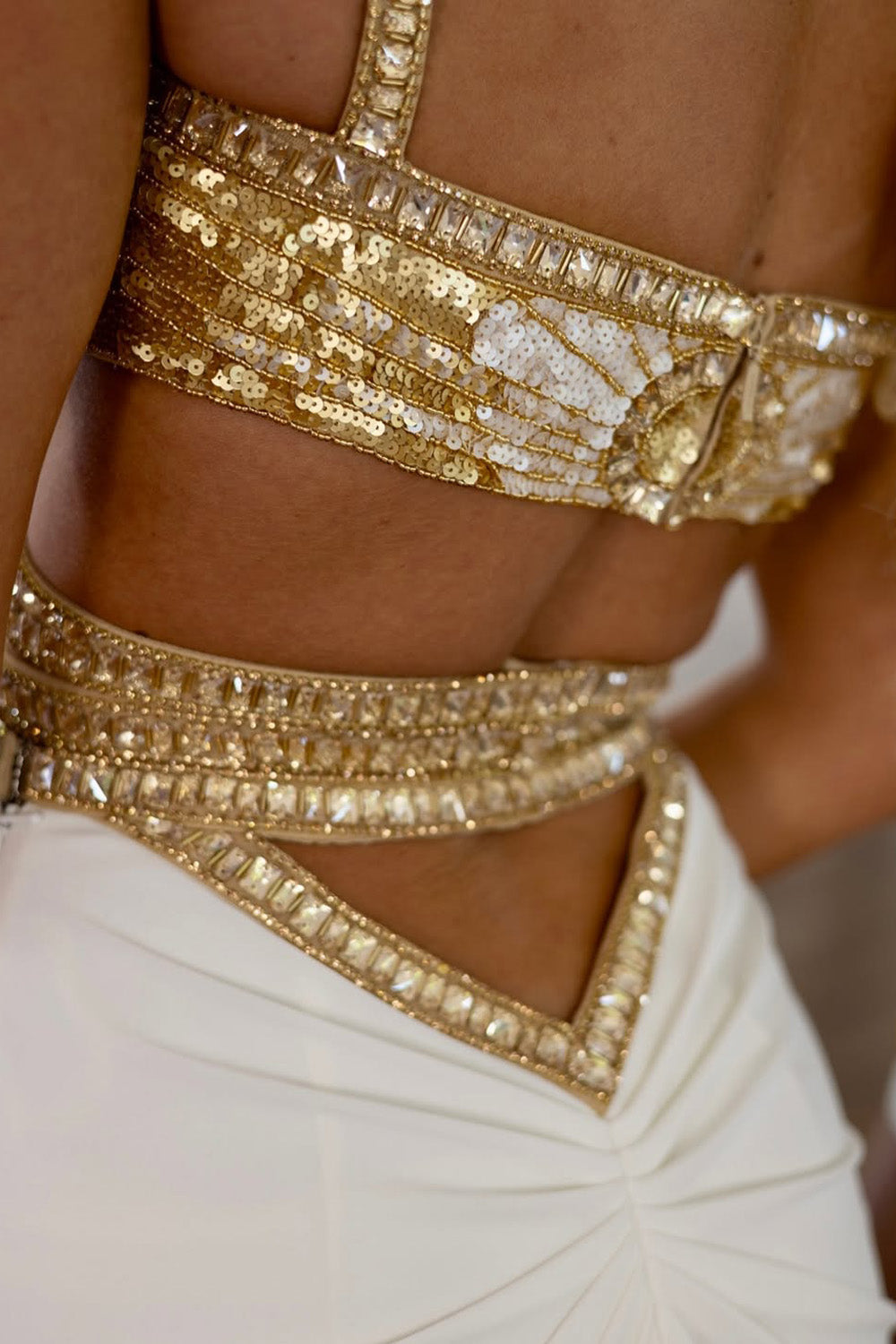 Embellished Cut-Out Open Back Mini Dress