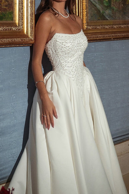 Beaded Corset Wedding Dress with Full Overskirt