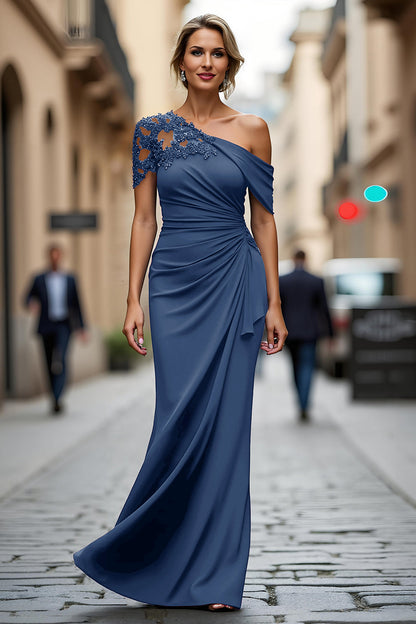 One-Shoulder Mermaid Evening Gown with Lace