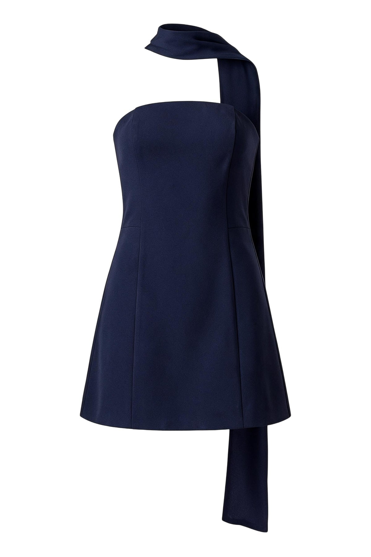 Strapless Mini Dress with High Neck Scarf