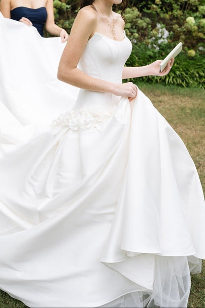 Strapless Satin Ball Gown Wedding Dress with Train