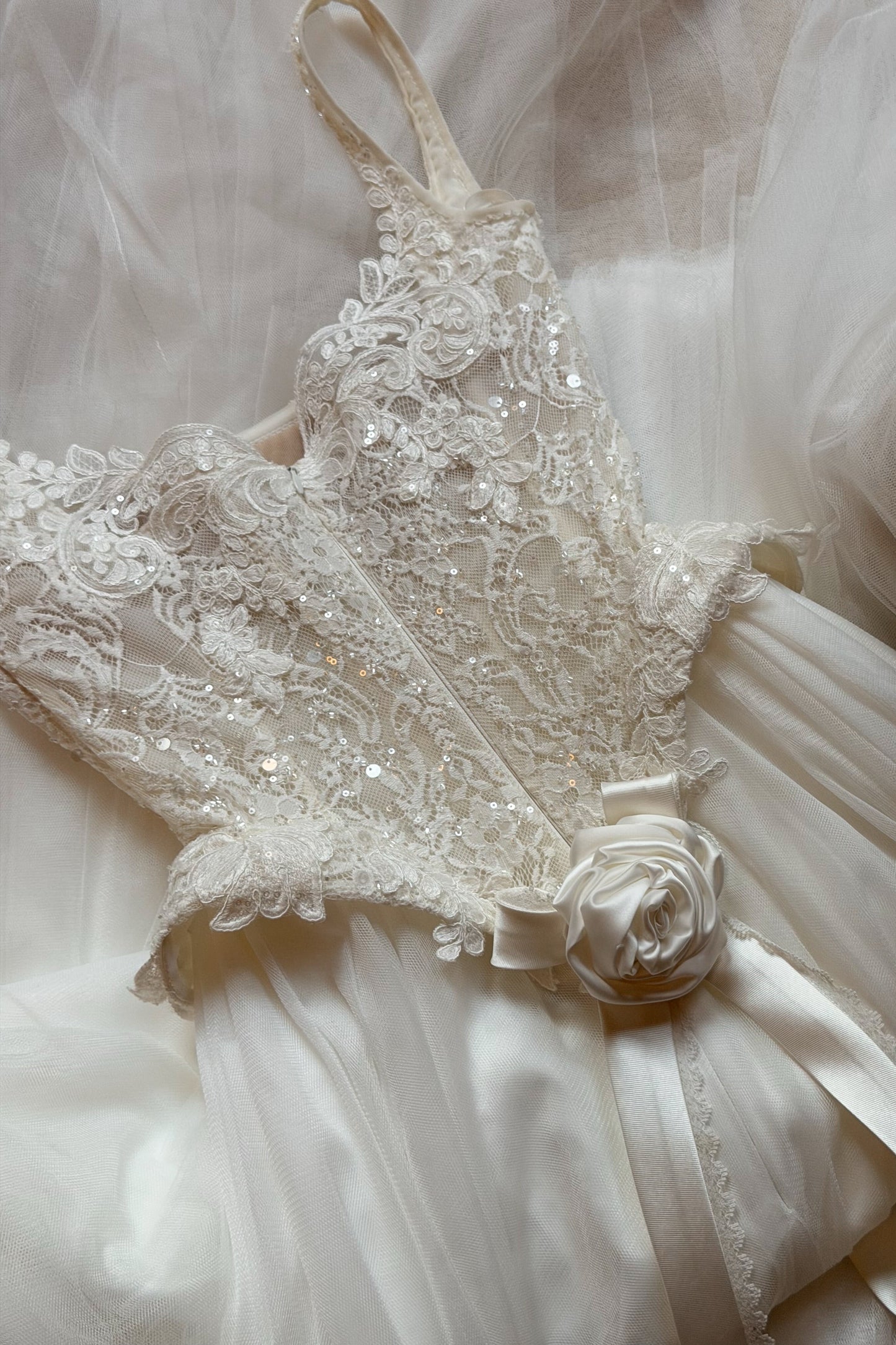 Embroidered Corset Tulle A-Line Wedding Dress