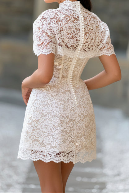 Lace Mini Dress with Capelet & Corset Bodice