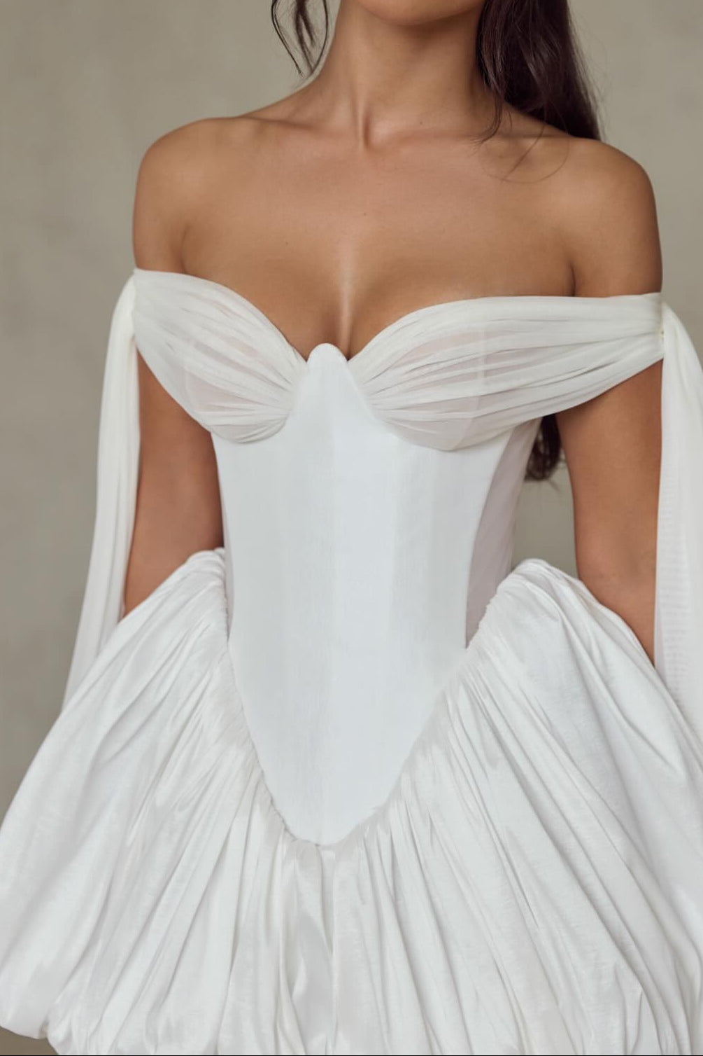 Off-the-Shoulder Corset Bubble Mini Dress
