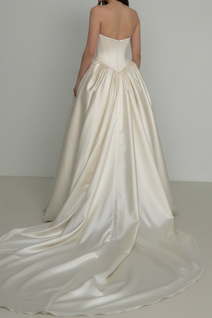 Strapless Basque Waist Satin Ball Gown