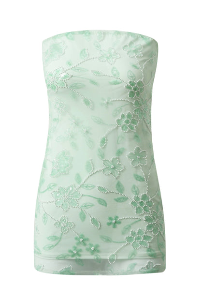 Strapless Beaded Mini Dress with Matching Neck Scarf